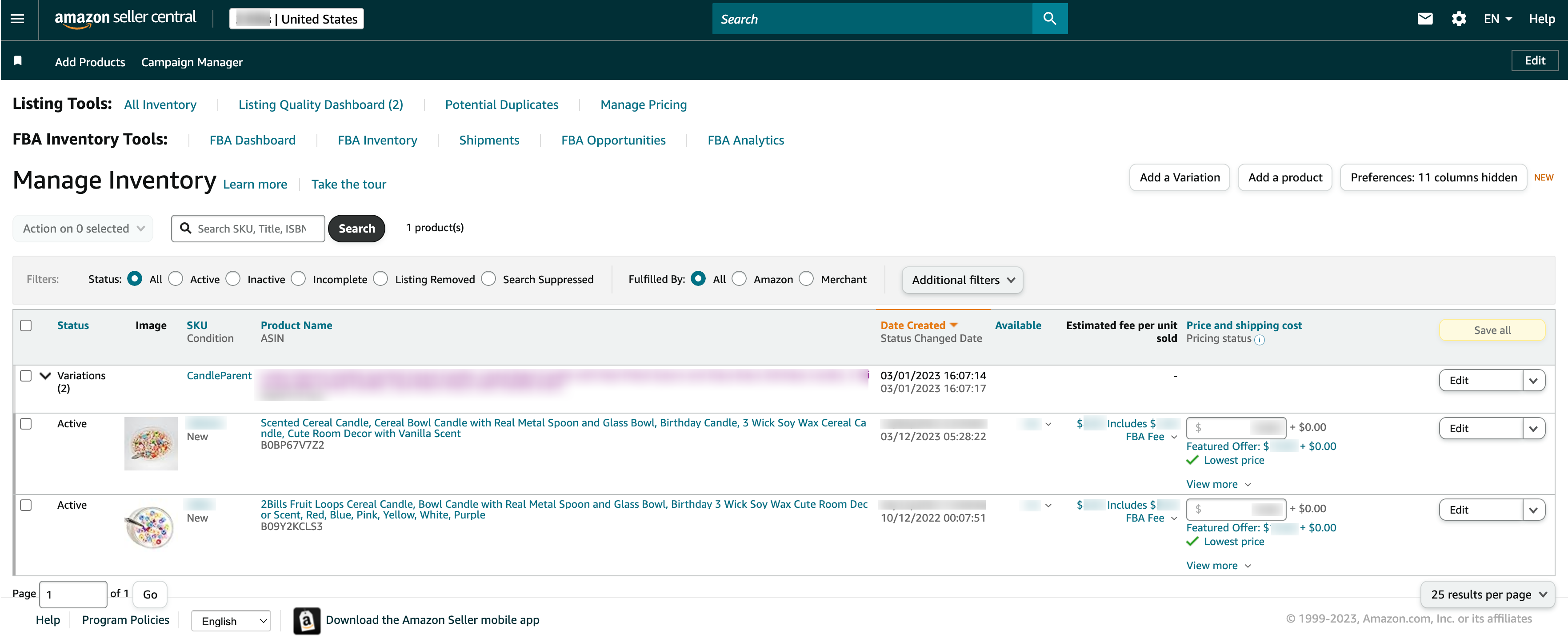 Amazon Seller Dashboard