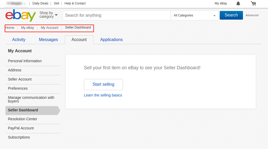 eBay Seller Dashboard